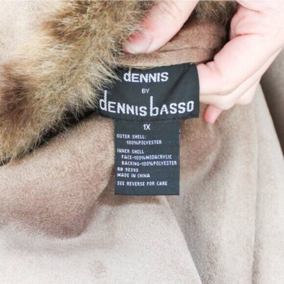 Dennis by Dennis Basso Reversible Faux Fur Coat Brown and Tan 1X - Picture 7 of 7